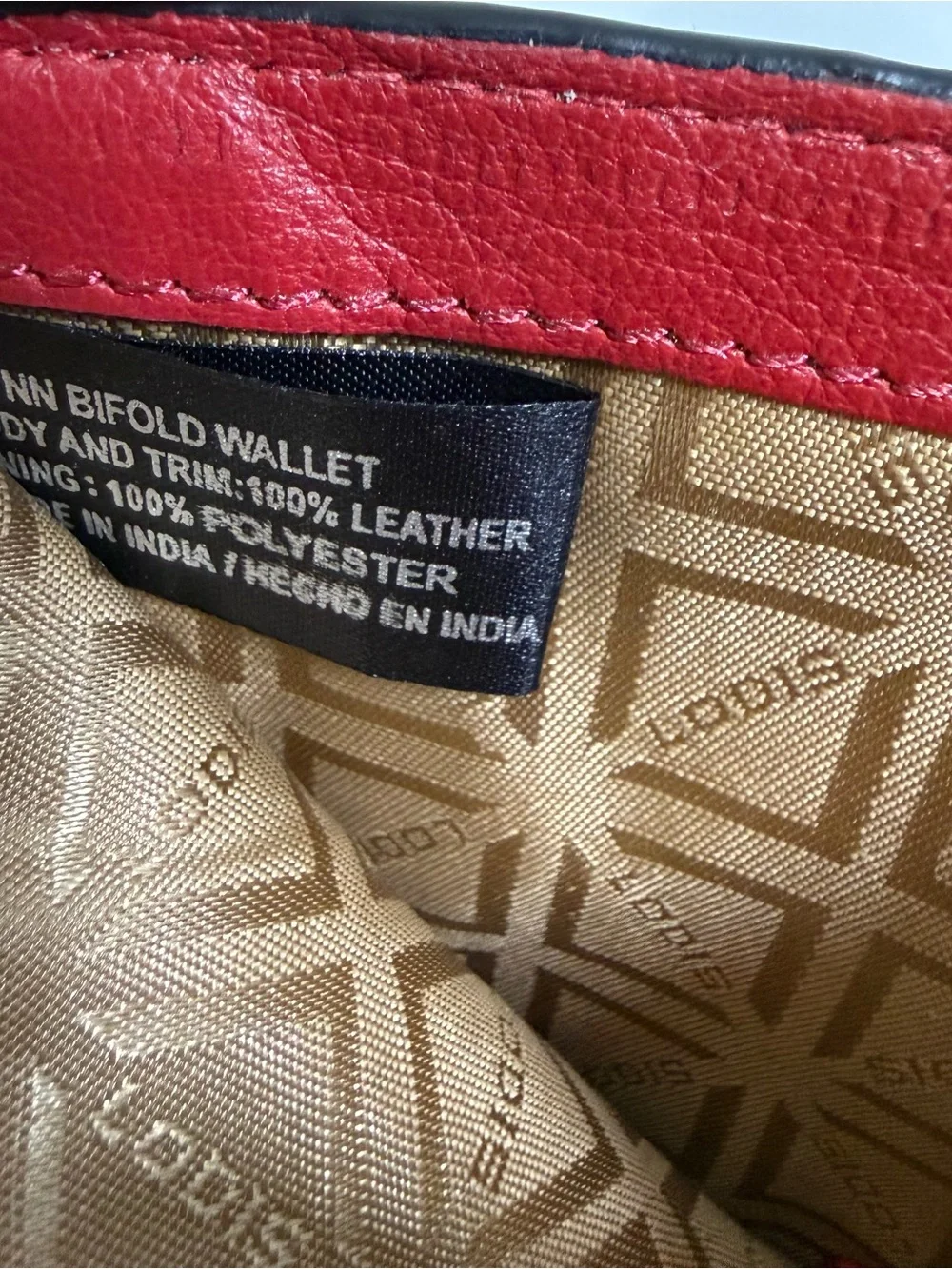 Lodis Red Leather Zip Card Wallet with Gold Logo